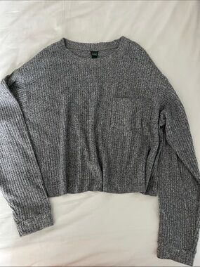 Cropped wild fable Gray Ribbed Long-Sleeve Sweater